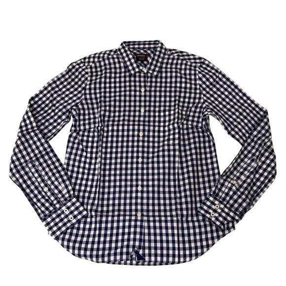 UNTUCKit Navy Gingham Button Down Shirt Women’s 16 Tailored Cotton NWT - Picture 2 of 5